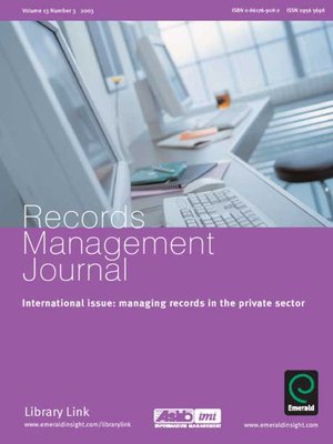 cover image of Records Management Journal, Volume 13, Issue 3